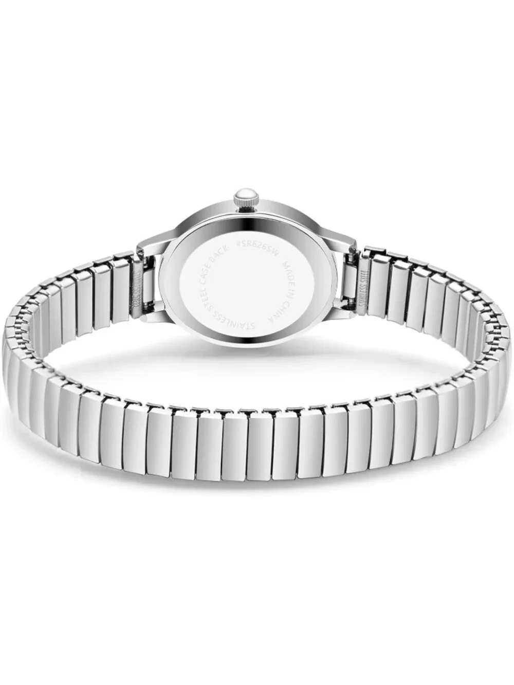 Women's Silver Analog Quartz Alloy Steel Expansion Band Waterproof Wrist Watch